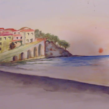 Peinture intitulée "Banyuls-sur-Mer" par Daniel Halin, Œuvre d'art originale, Gouache