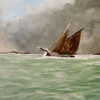 Painting titled "Gros temps en mer" by Daniel Halin, Original Artwork, Acrylic