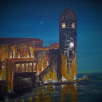 Painting titled "Collioure au crépus…" by Daniel Halin, Original Artwork, Acrylic