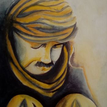 Painting titled "Repos du Berbère" by Daniel Halin, Original Artwork, Watercolor