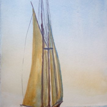 「voilier1」というタイトルの絵画 Daniel Halinによって, オリジナルのアートワーク, グワッシュ水彩画
