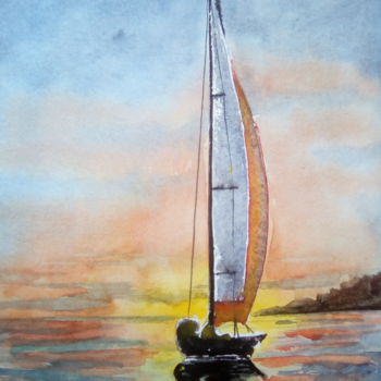 Peinture intitulée "le voilier 2" par Daniel Halin, Œuvre d'art originale, Acrylique