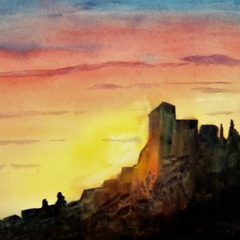 Peinture intitulée "coucher de soleil s…" par Daniel Halin, Œuvre d'art originale, Acrylique