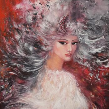 Картина под названием "Chang'e déesse de l…" - Danielle Alarcon Dalvin, Подлинное произведение искусства, Акрил