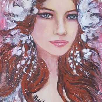 Painting titled "Fée des fleurs" by Danielle Alarcon Dalvin, Original Artwork, Acrylic