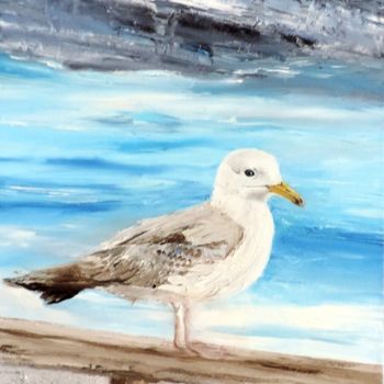 Painting titled "Mouette" by Danielle De Moffarts, Original Artwork, Oil