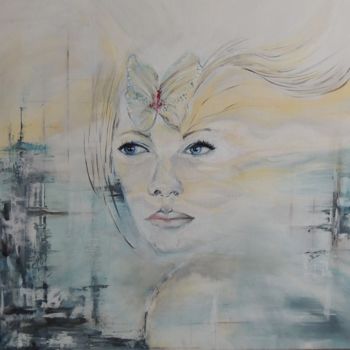 Pittura intitolato "Un papillon dans la…" da Danielle De Moffarts, Opera d'arte originale, Acrilico