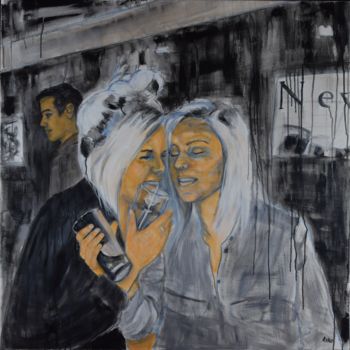 绘画 标题为“Génération Selfie 1…” 由Danielle Dumestre, 原创艺术品, 丙烯 安装在木质担架架上