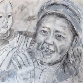 Pintura titulada "Portrait d'Ailleurs…" por Danielle Dumestre, Obra de arte original, Acrílico Montado en Bastidor de camill…