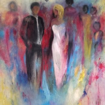 Painting titled "conversation" by Danielle Mangeon, Original Artwork, Acrylic