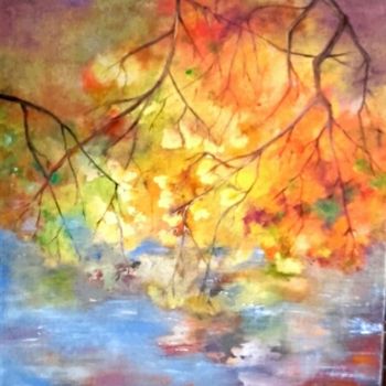 Painting titled "l'automne" by Danielle Mangeon, Original Artwork, Acrylic