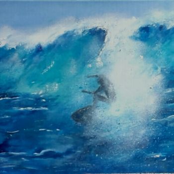 Painting titled "la vague" by Danielle Mangeon, Original Artwork, Acrylic