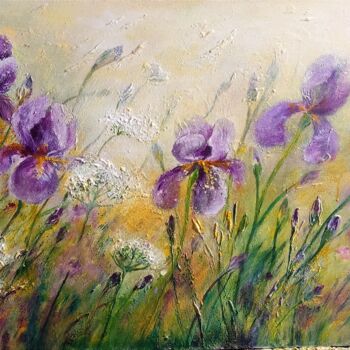Painting titled "Iris Le printemps" by Danielle Mangeon, Original Artwork, Acrylic
