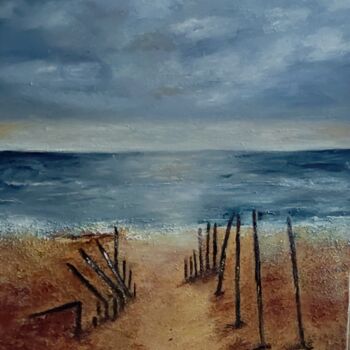 Painting titled "Ma Plage" by Danielle Mangeon, Original Artwork, Acrylic