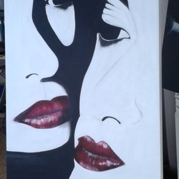 Peinture intitulée "rouge baiser" par Danielle Pageot, Œuvre d'art originale, Huile