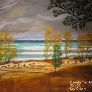 Painting titled "Lac Ontario" by Danielle Tremblay, Original Artwork, Oil