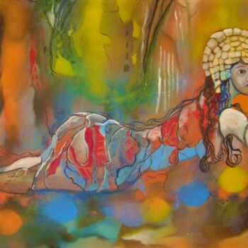 Painting titled "Renaissance" by Danielle Vasa, Original Artwork, Oil Mounted on Wood Stretcher frame