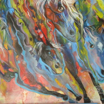 제목이 "la chevauchée fanta…"인 미술작품 Danielle Vasa로, 원작, 기름 나무 들것 프레임에 장착됨
