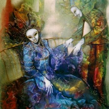 Painting titled "La belle endormie" by Danielle Vasa, Original Artwork, Oil