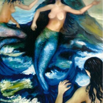 Peinture intitulée "La petite sirène" par Danielle Vasa, Œuvre d'art originale, Huile