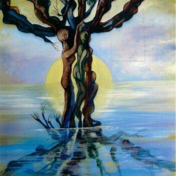 Malerei mit dem Titel "L'arbre de vie" von Danielle Vasa, Original-Kunstwerk, Öl