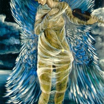 Peinture intitulée "L'ange musicien" par Danielle Vasa, Œuvre d'art originale, Huile