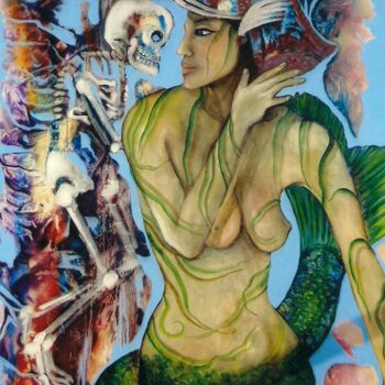 Peinture intitulée "La petite sirène" par Danielle Vasa, Œuvre d'art originale, Huile