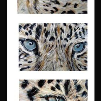 Painting titled "Blue eyes - Triptyq…" by Danielle Bellefroid, Original Artwork, Oil