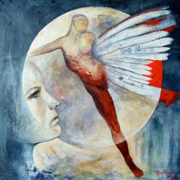 Картина под названием "Angel ou Icare ?" - Danielle Bellefroid, Подлинное произведение искусства, Масло