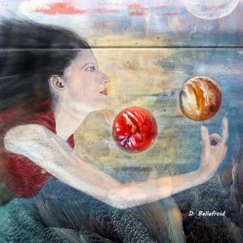Digital Arts titled "Danse-des-planetes.…" by Danielle Bellefroid, Original Artwork, Digital Painting