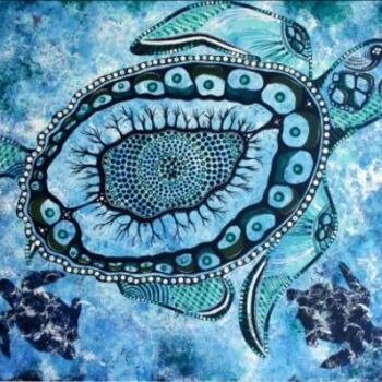 Painting titled "Sea Turtle" by Danielle Burford, Original Artwork, Acrylic