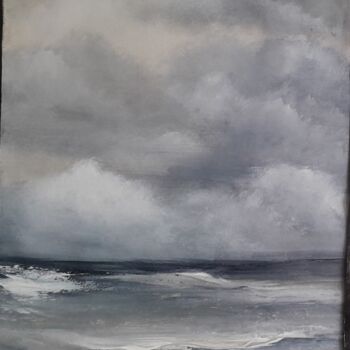Painting titled "Cloudy sea" by Dani Bueno, Original Artwork, Acrylic