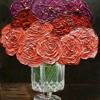 Malerei mit dem Titel "Bouquet in a Crysta…" von Danielle Siauw, Original-Kunstwerk, Acryl Auf Keilrahmen aus Holz montiert