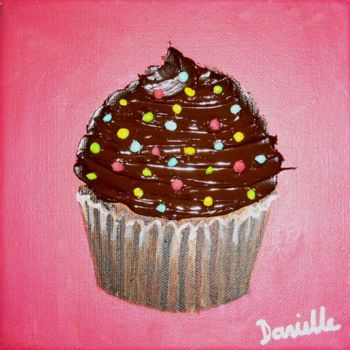 Malarstwo zatytułowany „Cupcake #artistsupp…” autorstwa Danielle Siauw, Oryginalna praca, Akryl Zamontowany na Drewniana ram…