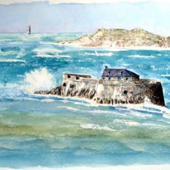 Painting titled "Bretagne nord     A…" by Daniel Lutaud, Original Artwork, Oil