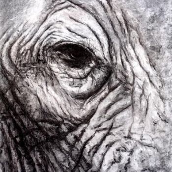 绘画 标题为“L oeil d éléphant…” 由Daniel Lutaud, 原创艺术品, 油