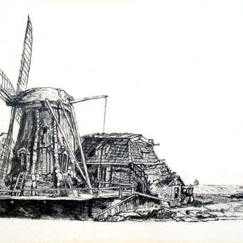 Drawing titled "Copie d un Moulin à…" by Daniel Lutaud, Original Artwork, Other