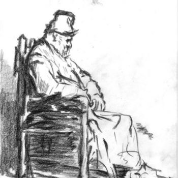 Desenho intitulada "Copie d un Homme as…" por Daniel Lutaud, Obras de arte originais, Outro