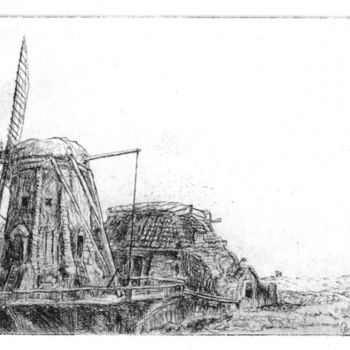 Printmaking titled "Copie d un moulin p…" by Daniel Lutaud, Original Artwork, Other