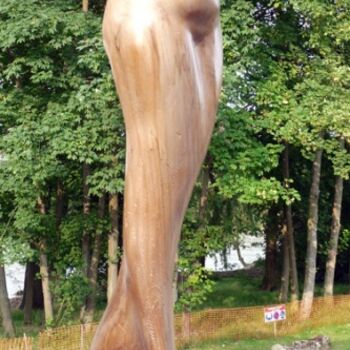 Sculptuur getiteld "Sirène sculptée dan…" door Daniel Lutaud, Origineel Kunstwerk, Hout
