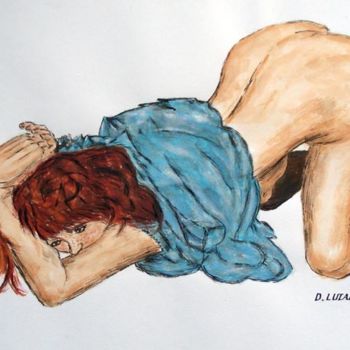 Ζωγραφική με τίτλο "Copie de Femme par…" από Daniel Lutaud, Αυθεντικά έργα τέχνης, Λάδι