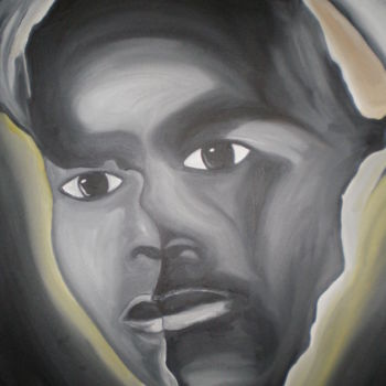 Schilderij getiteld "THE FACE OF AFRICA" door Danygil, Origineel Kunstwerk, Olie