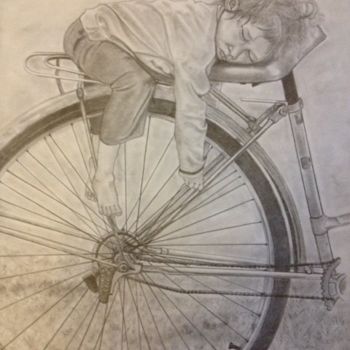 Рисунок под названием ""A BICYCLETTE" - "A…" - Danygil, Подлинное произведение искусства, Карандаш
