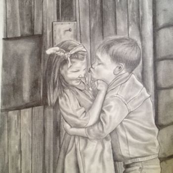 Dessin intitulée ""ALLEZ....S'IL TE P…" par Danygil, Œuvre d'art originale, Crayon