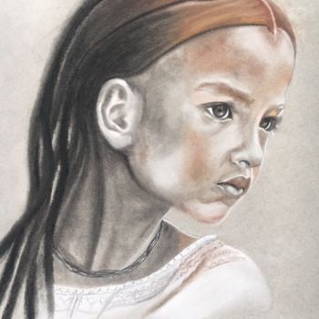 Dessin intitulée ""AMA la petite Mali…" par Danygil, Œuvre d'art originale, Crayon