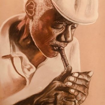 Desenho intitulada ""LE FUMEUR DE LA HA…" por Danygil, Obras de arte originais, Pastel