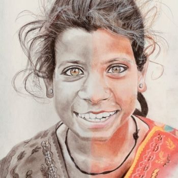 Drawing titled ""SOURIRE A LA VIE"" by Danygil, Original Artwork, Pastel