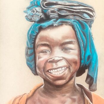 Dessin intitulée ""SOURIRE A LA VIE 3…" par Danygil, Œuvre d'art originale, Pastel