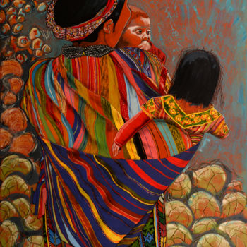 Malerei mit dem Titel "FAMILLE MAYA / FAMI…" von Daniel Tardif, Original-Kunstwerk, Acryl