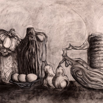 Drawing titled "NATURE MORTE AU CHA…" by Daniel Tardif, Original Artwork, Chalk